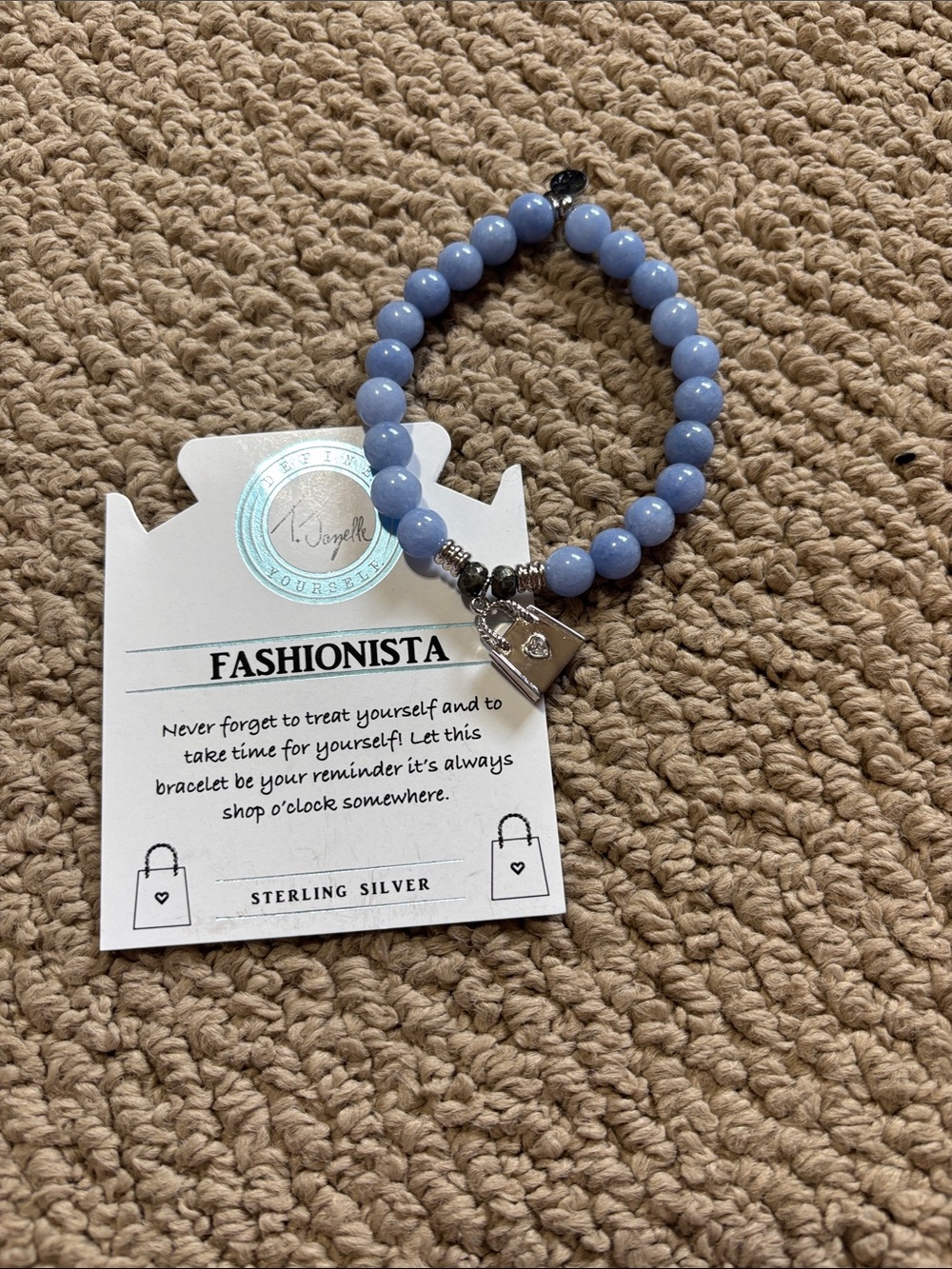 Lilac Beaded Bracelet with Silver Charm